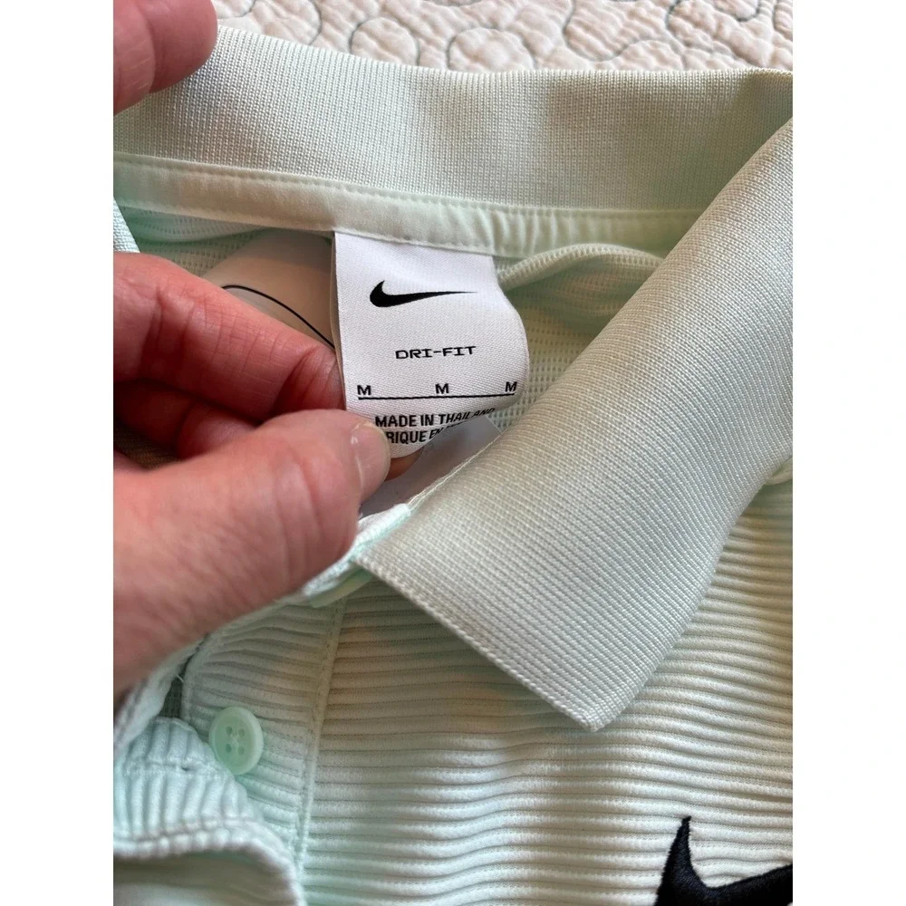 Nike Womens Dri-FIT Sleeveless Ribbed Polo Shirt Mint Green Size Medium
